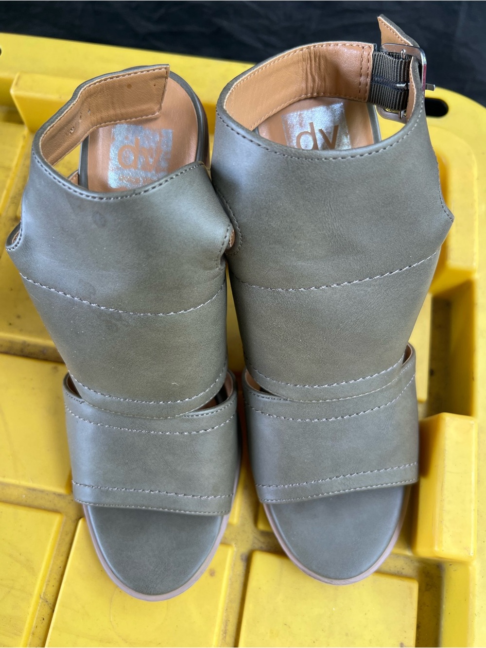 Brita Olive Green Open-Toe Mule Sandals